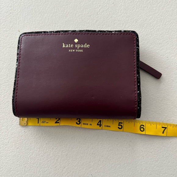 Kate Spade NY Snap Bifold Glitter Trim Smooth Wallet - Picture 8 of 10